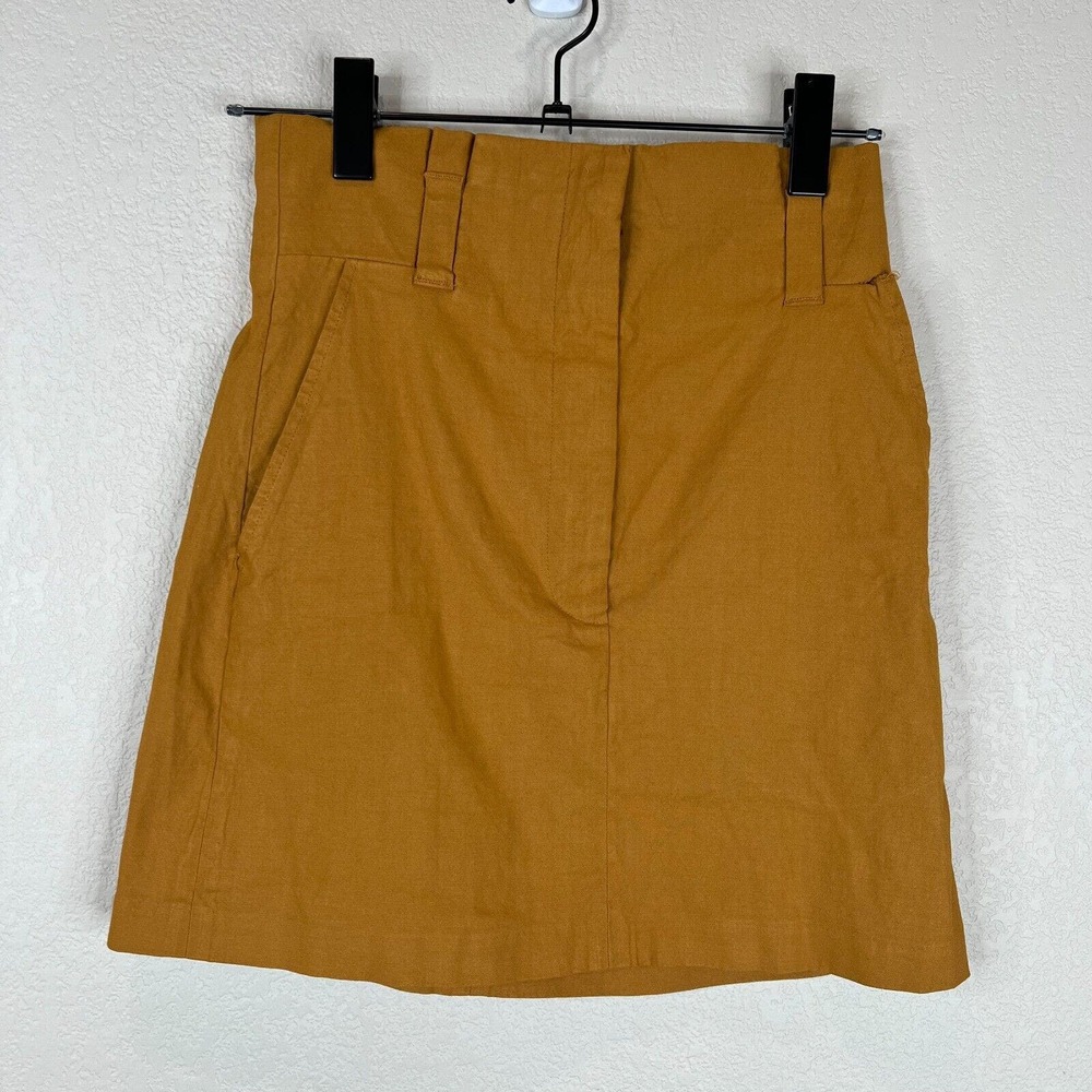 A.L.C. Women's Ultra High Waist Belted Bryce Skirt Pleated Yellow Size 2